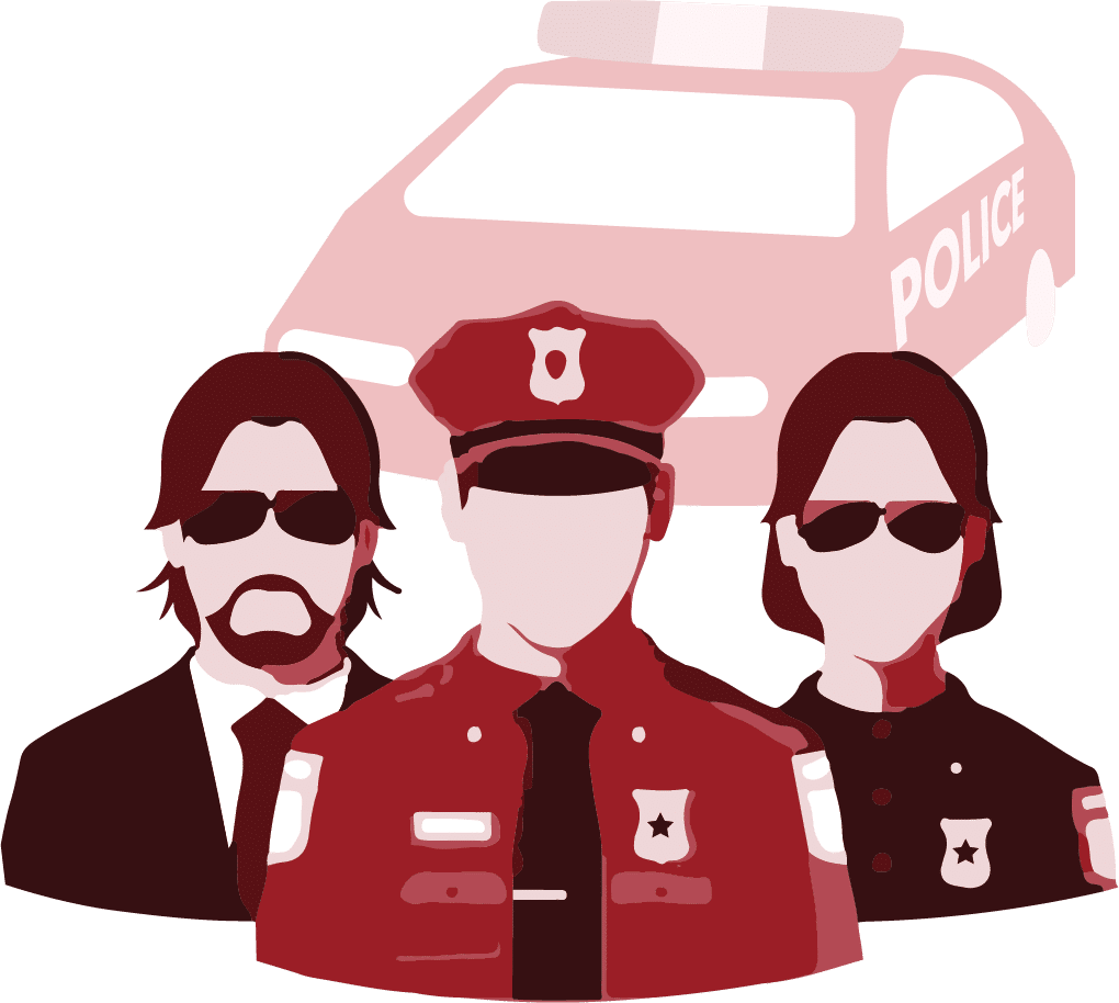 protect_2x_b8009e383347bbcdd731cb8415de6e8c A drawing of a police officer responding to a crime