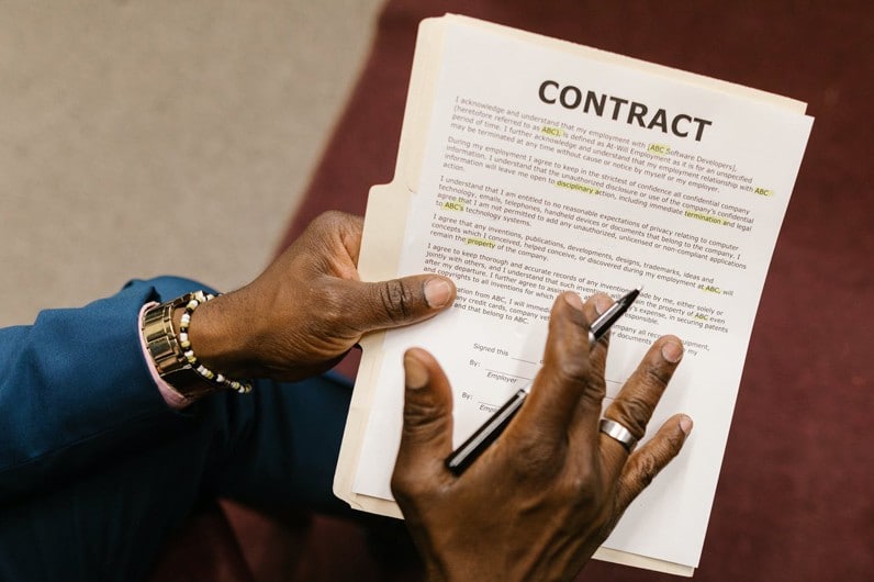 Hand holding contract Hand holding contract