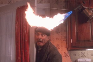 A man with flames coming out of his head