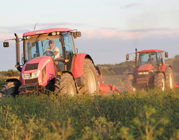Tractors on a farm