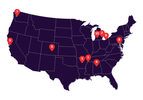 Map of the Most Dangerous U.S. Cities