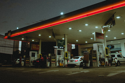 gas station at night