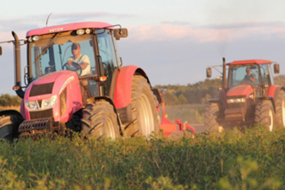 tractors on a farm